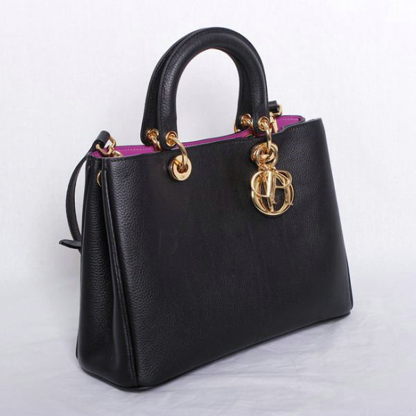 small Christian Dior diorissimo original calfskin leather bag 44374 black&purple